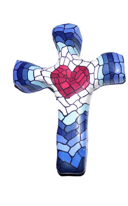 Mosaic Heart Hand Held Cross