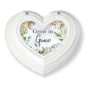 Grow in Grace White Heart Music Box