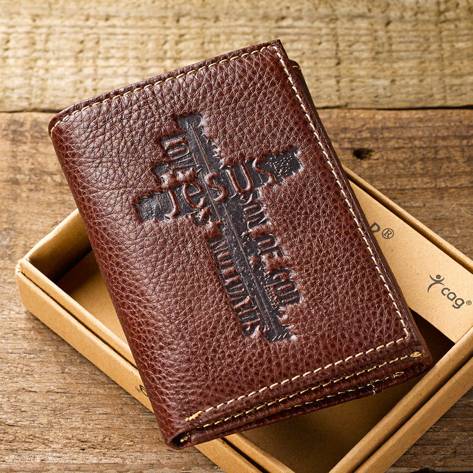 Names of Jesus Brown Trifold Genuine Leather Wallet