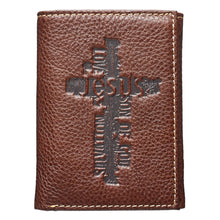 Load image into Gallery viewer, Names of Jesus Brown Trifold Genuine Leather Wallet