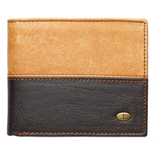 Load image into Gallery viewer, Two-tone Brown Leather Wallet with Cross Badge