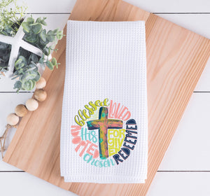 Easter Cross Collage Kitchen Dish Towel