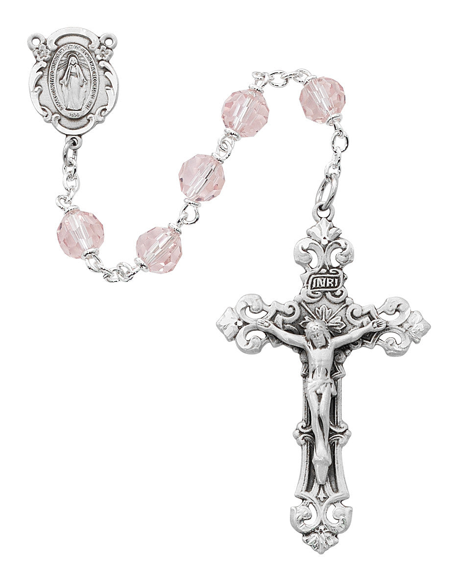 Rhodium Pink Tincut Rosary