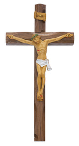 10" Carved Walnut Crucifix with Resin Corpus