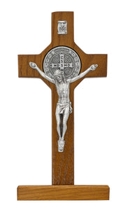 6" Walnut Standing St. Benedict Crucifix