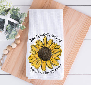 Give Thanks To The Lord Sunflower Fall Kitchen Dish Towel