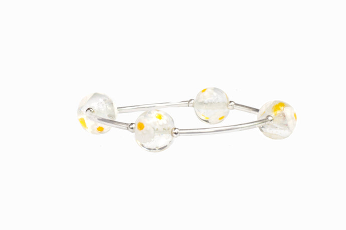 12mm Clear Daisy Murano Glass Blessing Bracelet