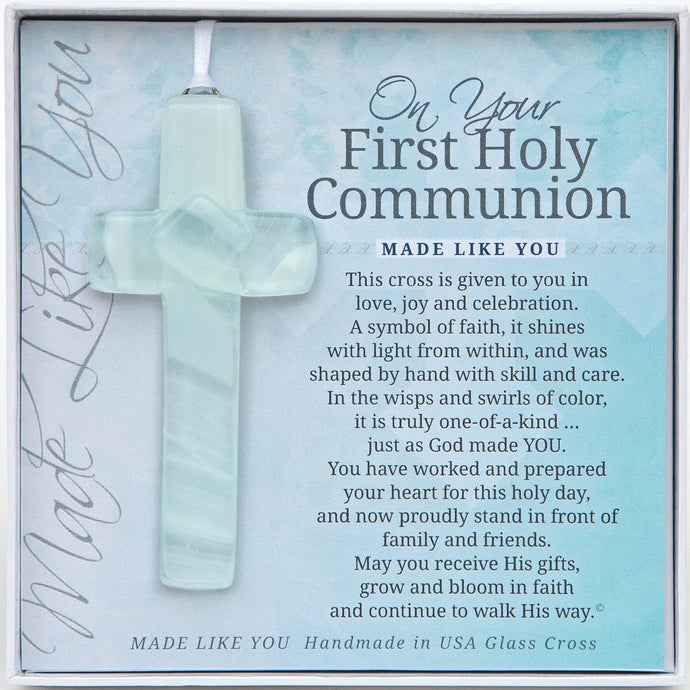 1st Holy Communion Cross: Handmade Glass