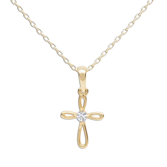 14K Gold-Plated Kids Cross Open Infinity Children's Necklace