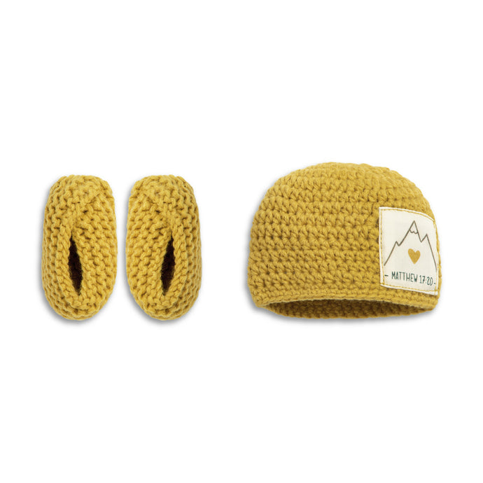 Faith Can Move Mountains Hat & Booties Gift Set