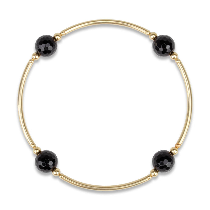 8mm Faceted Onyx Gold-Filled Blessing Bracelet: S