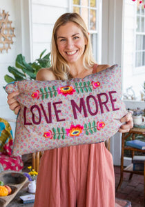 Love More Embroidered Throw Pillow