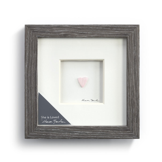 She is Loved Wall Art Pebble Wood Frame