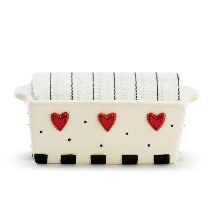 Dots & Hearts Mini Loaf Pan with Towel